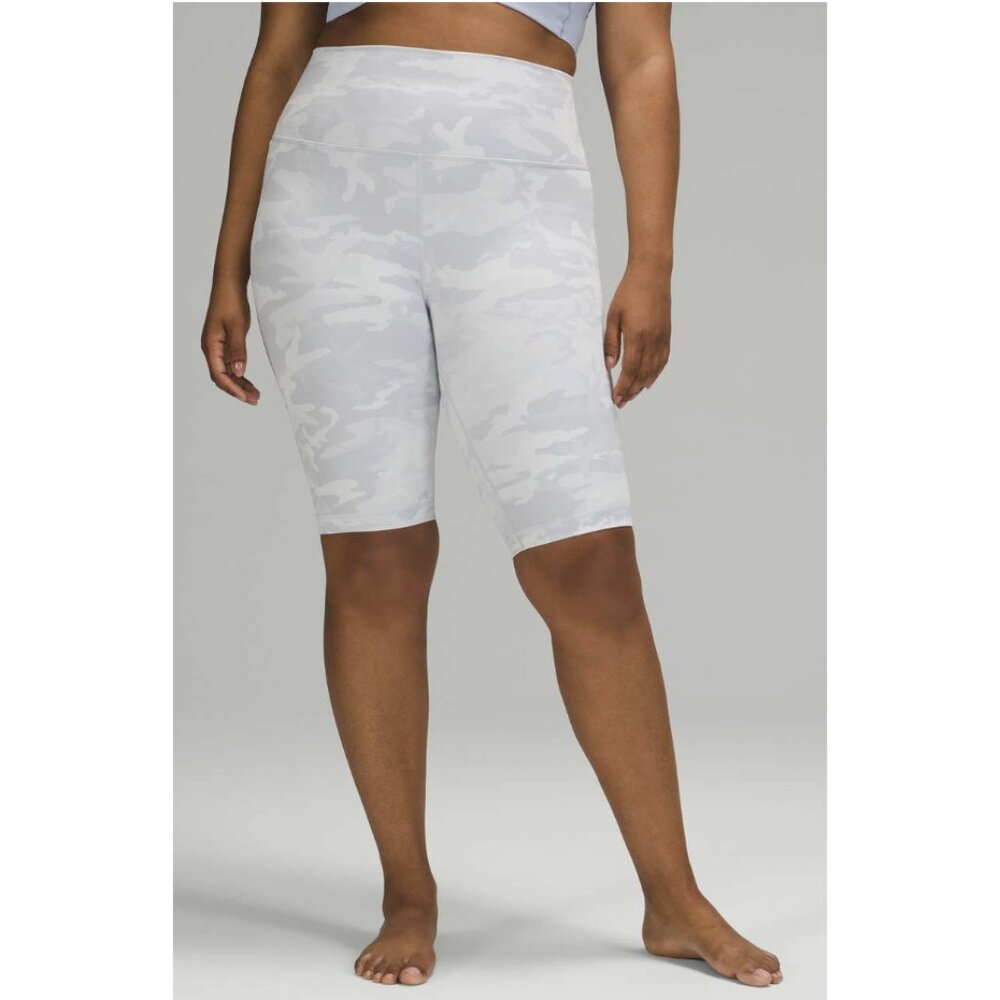 LULULEMON Wunder Under Short 10" Ribbed Incognito Camo Jacquard Alpine White 4